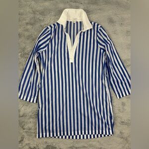 J Crew Blue and White Striped Light Cotton Tunic Top XS